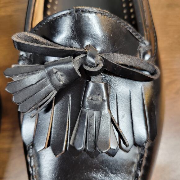 Cole Haan Mens Dress Shoes 10.5 D Black Leather Pinch Tassel Loafer Made in USA - Picture 5 of 14